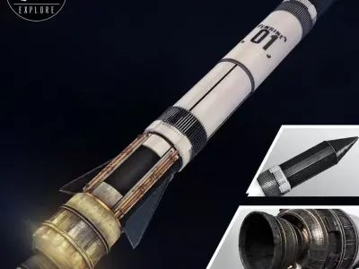 Space sci-fi rocket ship small 3D model