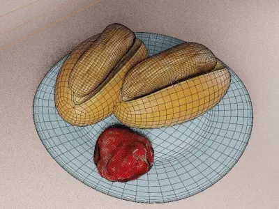 Cocktail Fish Finger Bun Low-poly 3D model