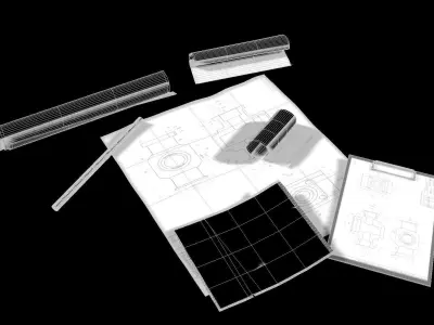 Office paper set Low-poly 3D model