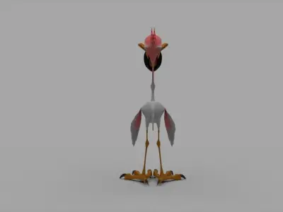 Flamingo cartoon Low-poly 3D model