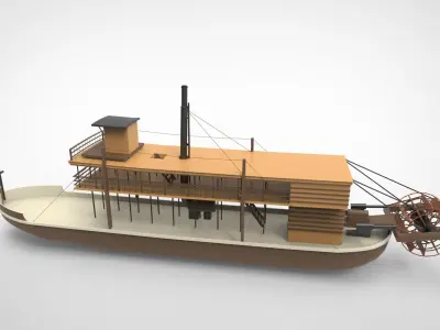 Traditional paddle ships 3D model