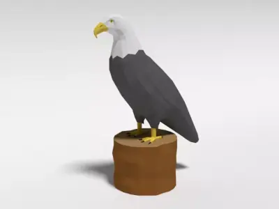 Low Poly Cartoon Bald Eagle Low-poly 3D model