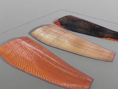 Salmon three pieces of fish Low-poly 3D model