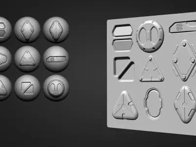 111 Hard Surface Alpha Brush Hard Surface Library VOL 02 Low-poly 3D model