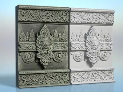 Low poly Khmer Walls - 240427 Low-poly 3D model