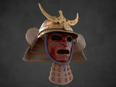 helmet samurai Low-poly 3D model