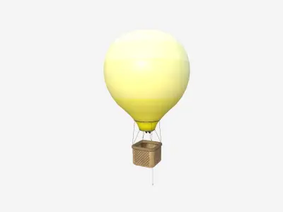 Balloon Hot Air 03 Yellow - Aircraft Cartoon Low-poly 3D model