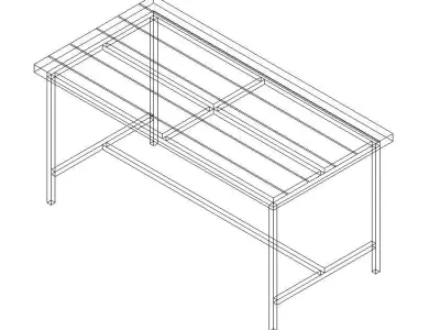Wood Table with Steel Leg 3D model