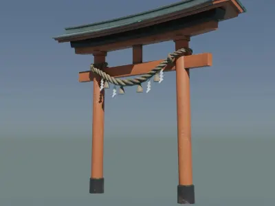 Japanese Red Torii Gate Low-poly 3D model