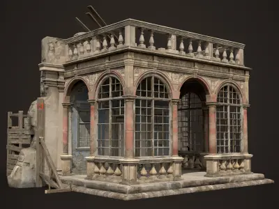 Renaissance Castle Ruined Low-poly 3D model