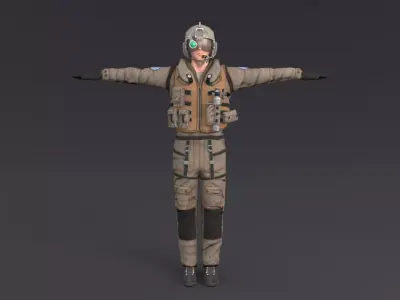 Pilot Rigged Low-poly 3D model