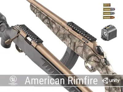 PBR Ruger American Bolt-Action Rifle Low-poly 3D model