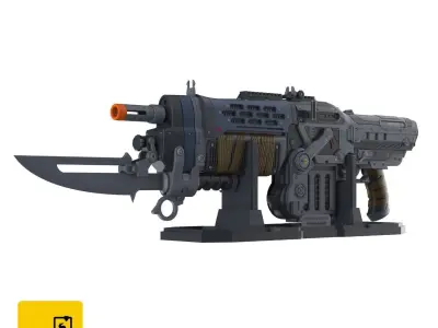 Retro Lancer E-DAY - Gears Of War - STL OBJ CAD - Commercial Use 3D print model