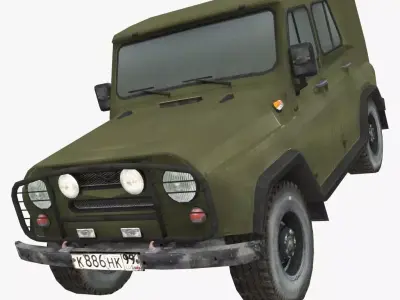 Uaz 3d army jeep - military jeep Free low-poly 3D model