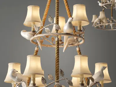 Chandelier Norman Bird Forest Patina 9 3D model