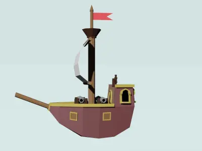 Low-poly battle ship Low-poly 3D model