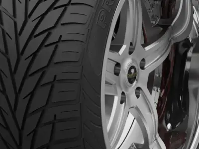 Savini Forged SV-19S Wheel and Tire 3D model