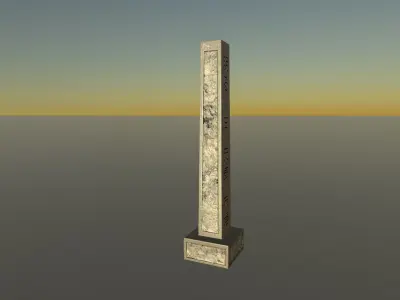 Obelisk with chinese writing Low-poly 3D model