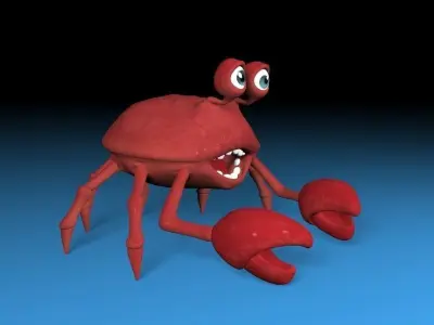 cartoon rigged crab Low-poly 3D model
