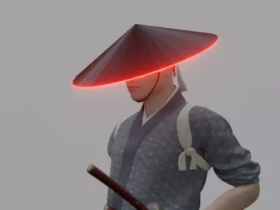 Japanese hat Jingasa Free 3D model