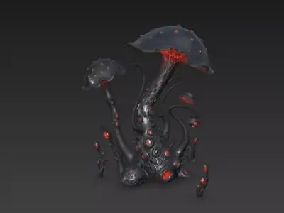 Eldritch Void Mushroom High-Poly PBR Alien Flora 4K Textures 3D model