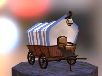 Coach covered wagon Free low-poly 3D model