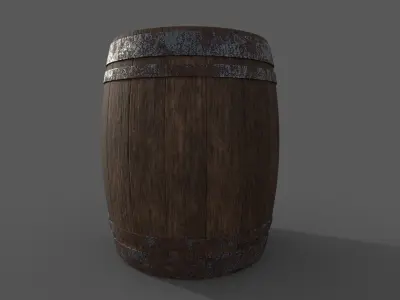 Wooden Barrel Free low-poly 3D model 10