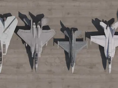 4th generation fighter F14-F15-F16-F18 Low-poly 3D model