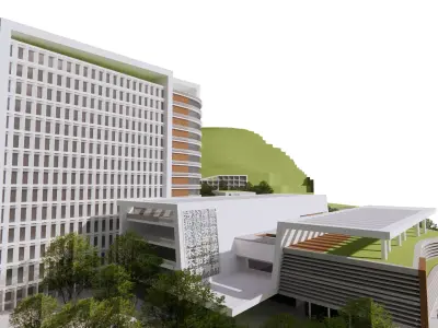 3D Model A Futuristic Healing Hub in Harmony with Nature Low-poly 3D model