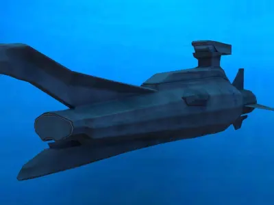 Original Sci-fi Submarine Low-poly 3D model