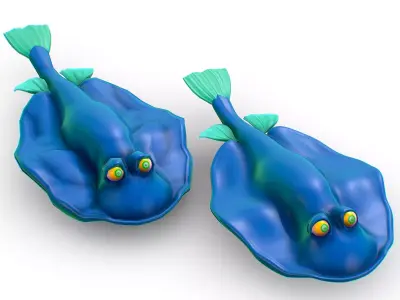 Hi-Poly Subdivision 3D Model Stingray Fish Low-poly 3D model