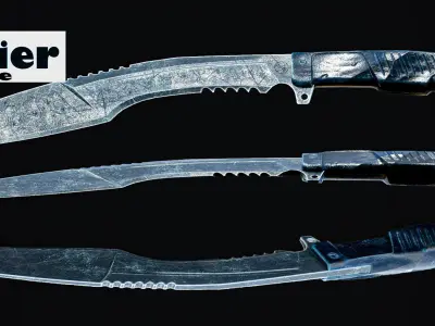 Kukri knife high-poly and Low-poly 3D model