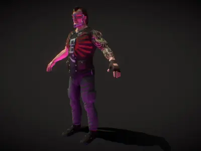 Neo Noir - Hanzo - Punk Futuristic Character Low-poly 3D model