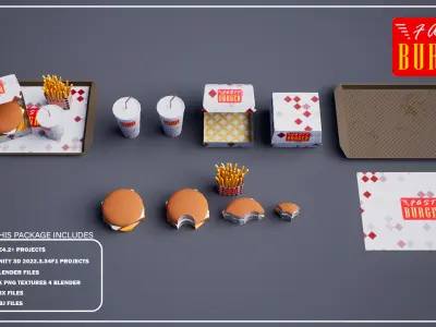Fish Burger - Package Low-poly 3D model