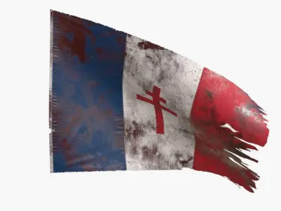 Free France Flag Low-poly 3D model