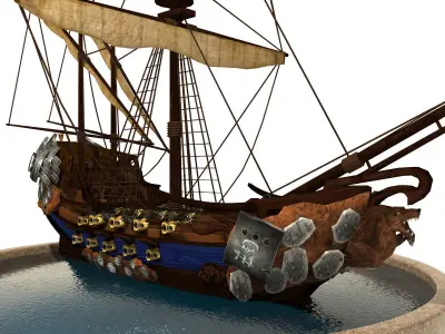 Pirate Galeon Low-poly 3D model