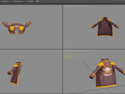 Cartoon pirate captain coat Low-poly 3D model