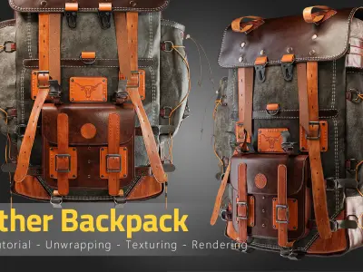 Leather Backpack Low-poly 3D model