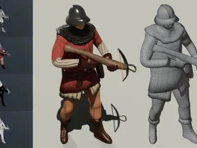 Crossbowman Rigged Low-poly 3D model