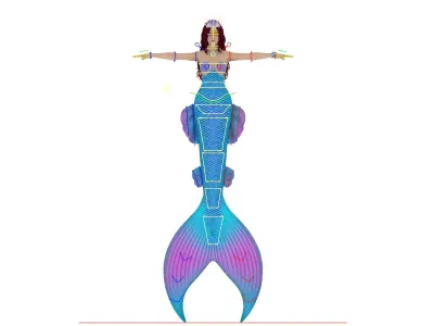 GameReady 3D Mermaid Model with Rig  Low-poly 3D model