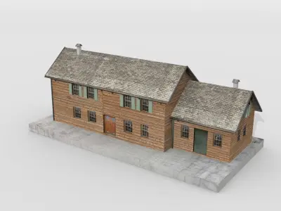 Swiss rural railway station Low-poly 3D model