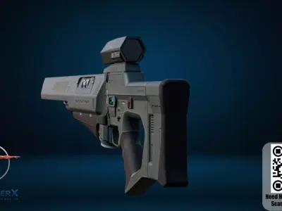 Futuristic Sci-Fi Shotgun 3D Model Game Ready Weapon Asset Low-poly 3D model