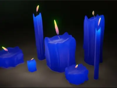  candle realistic with burning animation Free 3D model