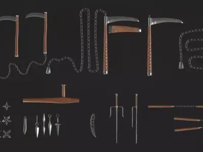 Collection of Ninja Weapons 3D model