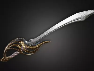 Falchion sword Free low-poly 3D model