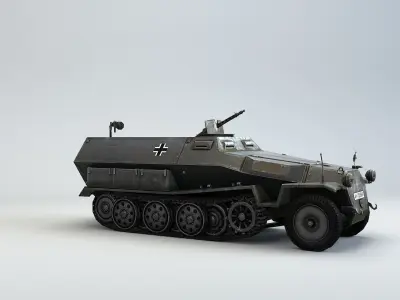 Low Poly Sdkfz 251 Hanomag armored car Low-poly 3D model