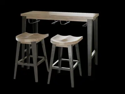 Dining Table Set-04 Low-poly 3D model
