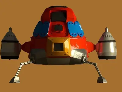 Rigged animated low-poly space-ship Low-poly 3D model