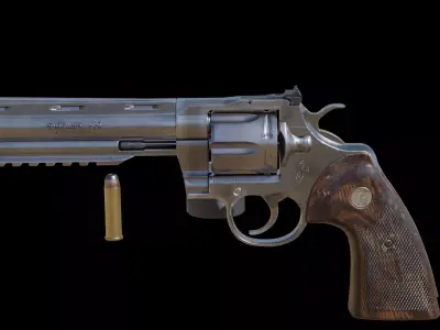 Realistic Revolver Handgun Detailed Hard Surface PBR Asset Low-poly 3D model