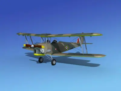 Dehavilland DH82 Tiger Moth V04 3D model